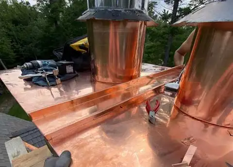 Bent copper for a chimney